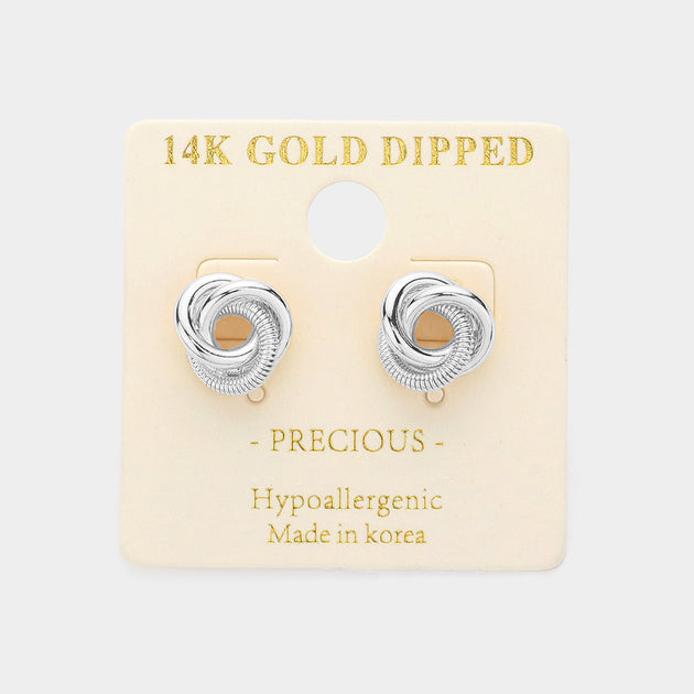 FASHNZFAB Knot Stud Earrings Silver 2