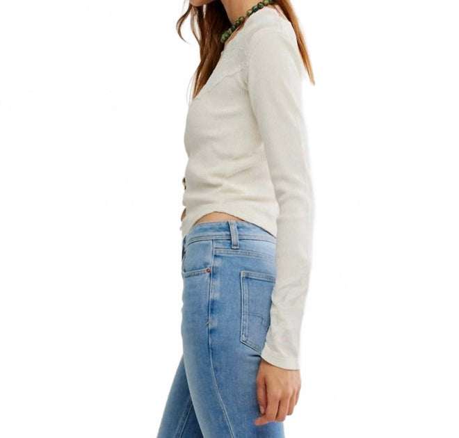 Free People Butterfly Cuff Top Beige Small 3