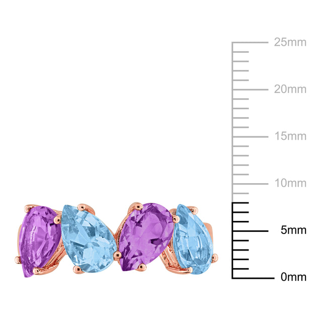 Mimi & Max Pear-Shaped Topaz and Amethyst Ring Rose Silver Pink US 9 4