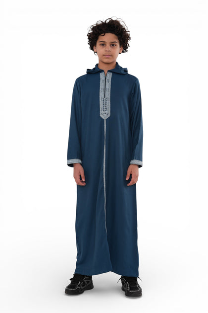 K-HM3 Boys Hooded Moroccan Thobe Blue 7 Years 2