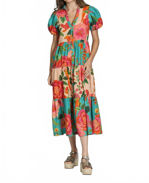 APNY Mixed Print Tiered Dress Multi Small 3