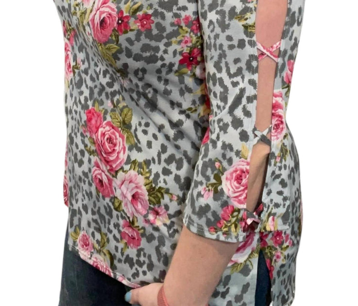 honeyme Shoulder Cutout Tunic Top Grey XLarge 4