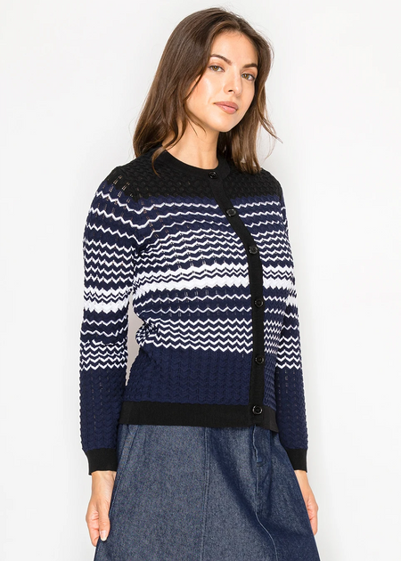 Yal New York Knit Button Cardigan Navy/Blue Small 4