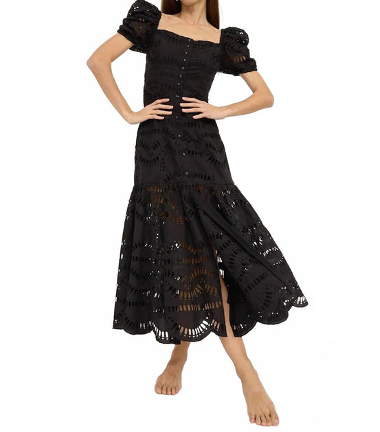 Raisonnel Eyelet Midi Dress Black Small 2