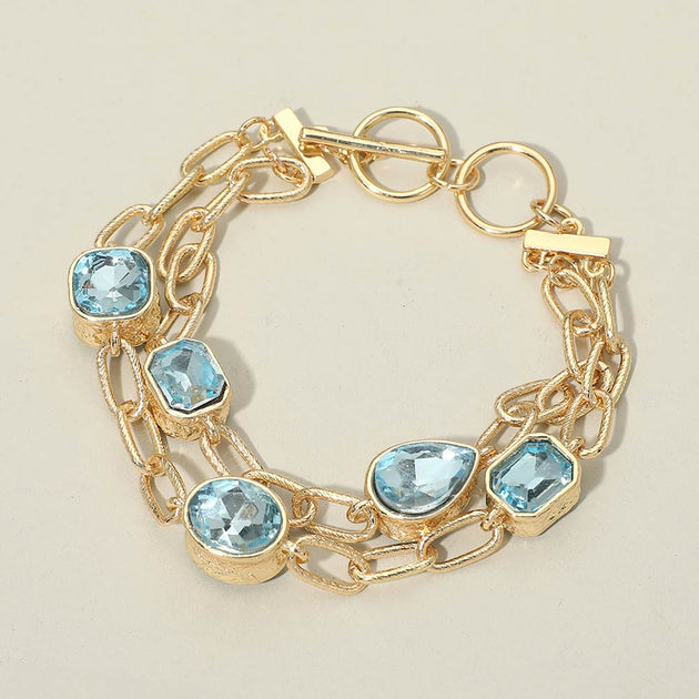 FASHNZFAB Layered Chain Bracelet Pink One Size 2