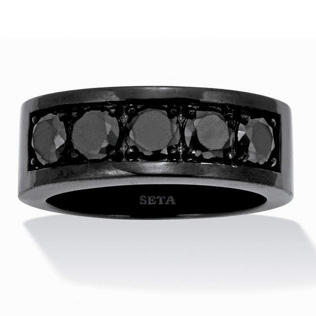 Palm Men's Cubic Zirconia Stainless Steel Ring Black US 8 2