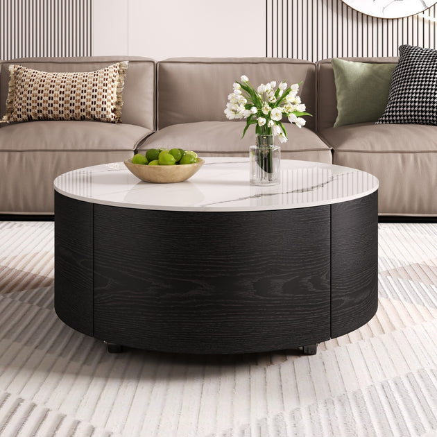 Streamdale Modern Round Coffee Table White 3
