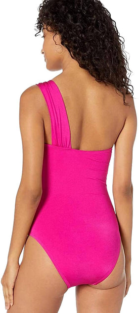 Trina Turk Solid One Shoulder One-Piece Swimsuit Pink US 0 3