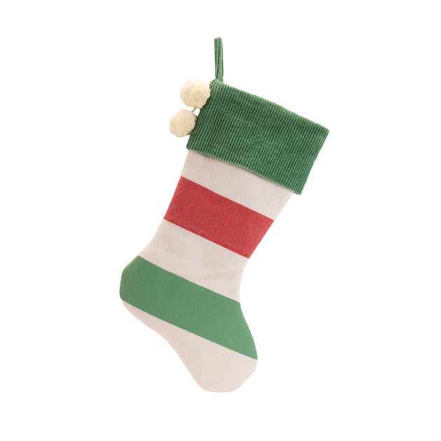 Hivvago Striped Wool Stocking White/Green/Red 48.3 cm 3