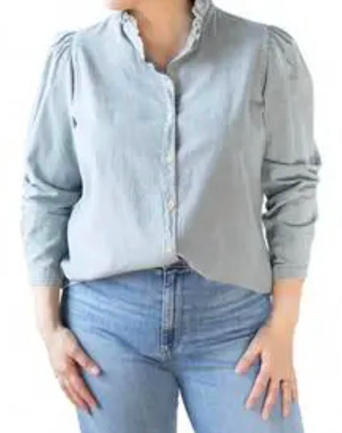 A SHIRT THING Peggy Denim Button Down Shirt Blue Small 2
