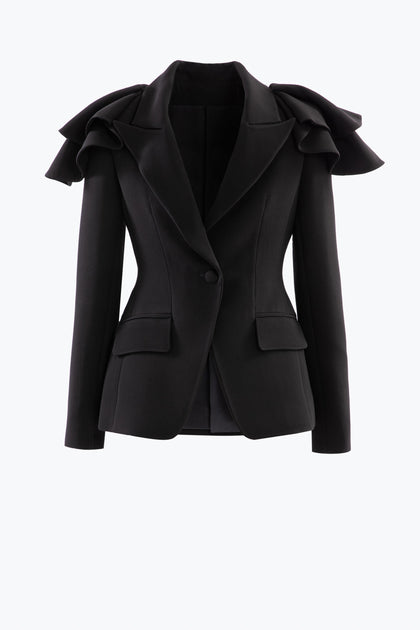 Saiid Kobeisy Ruffled Tailored Jacket Black EU 40 3