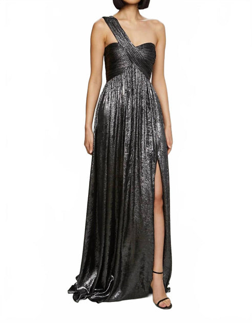 AMUR Bettie Metallic Gown Silver US 2 2