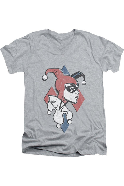 Gildan Batman Profiling V-Neck T-Shirt Grey Large 2