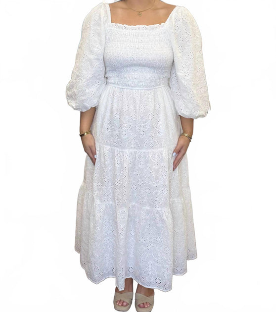 Karlie Eyelit Bow Back Maxi Dress White Large 2