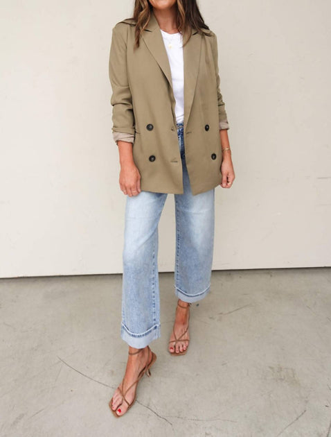 Edit by Nine Long Sleeve Relaxed Blazer Beige Small 4