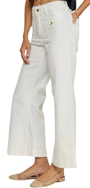 Miss Love Klappentaschen Weitgeschnittene Jeans Weiß Medium 4