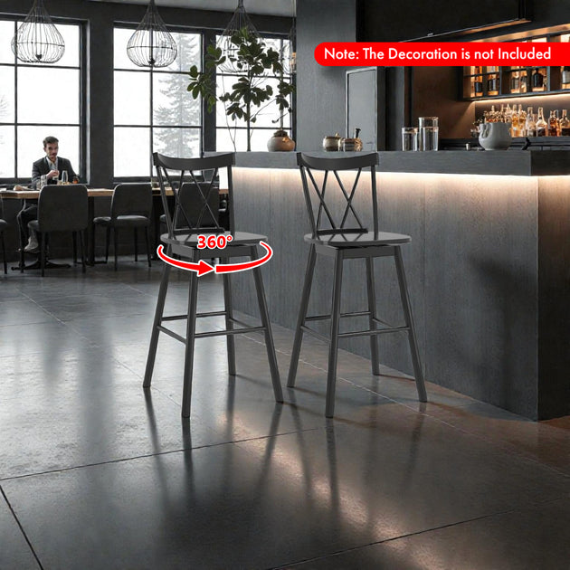 Hivvago Windsor Bar Stool Set Black 3