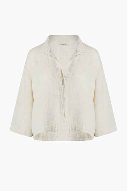 iKiKIZ Crinkle Hemd mit Kragen Beige Einheitsgröße 3