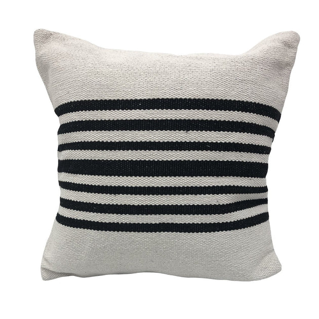 Hivvago Set of Two Striped Cotton Throw Pillows Black/White 22in 4