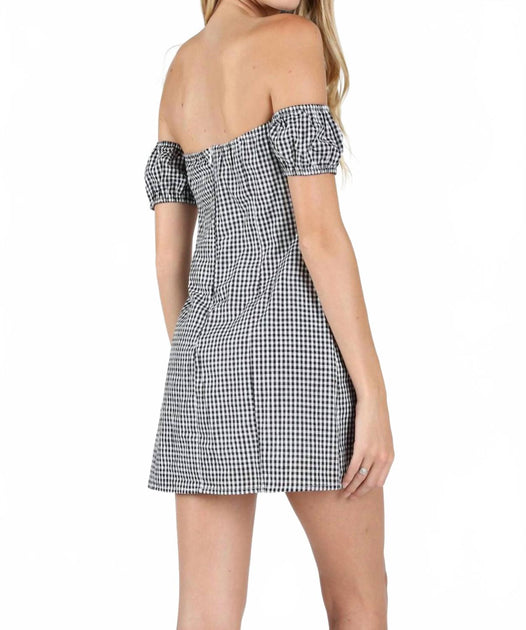 Robe Gingham À Épaules Dénudées Honey Punch Blanc Large 3