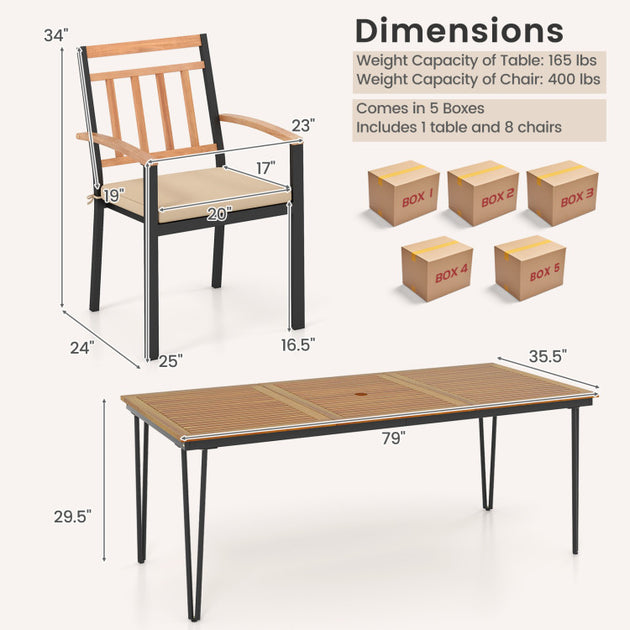 Hivvago 9-Piece Patio Dining Set Natural 4