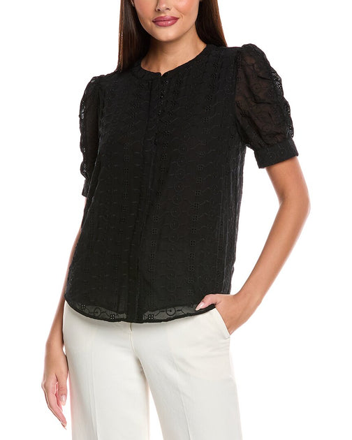 T Tahari Button Blouse Black Large 2