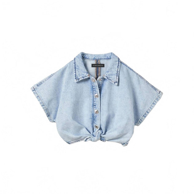 Silver Jeans Co. Girl's Denim Top Blue Small 2