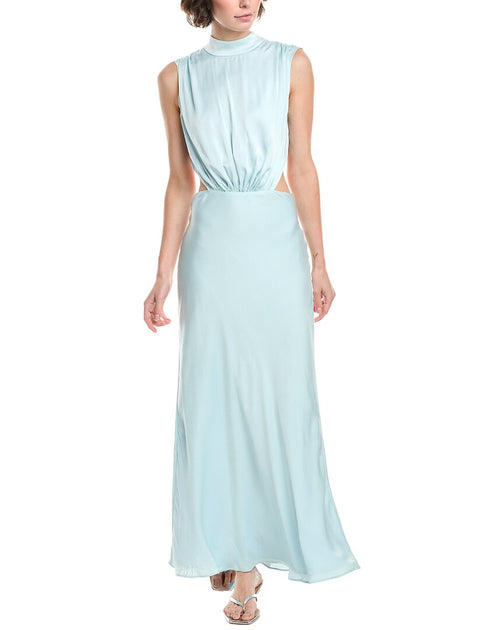 Robe longue Bardot Delphine col montant Bleu US 6 2