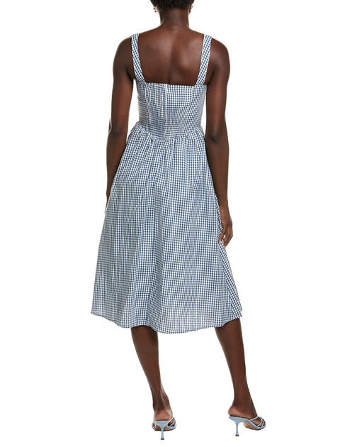 IPPONELLI Gingham Midi Dress Blue Large 3