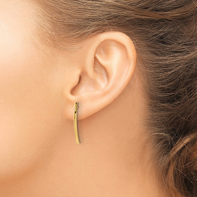 Diamond2Deal 10K Yellow Gold Bar Drop Earrings Yellow 3
