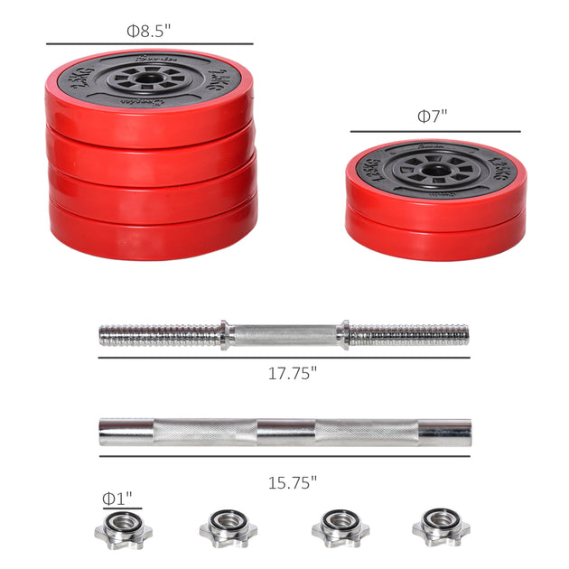 Hivvago Adjustable Dumbbells Barbell Set Red 30kg 4