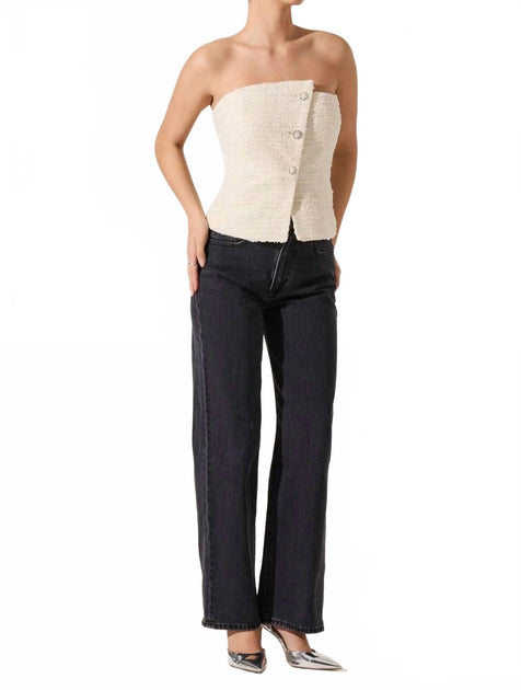 ASTR XOXO Asymmetrical Tweed Top Beige Medium 4