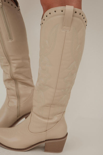 OLEM High Range Wide-Calf Boots Beige US 6 3