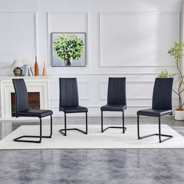 Streamdale 4-Pack PU Upholstered Dining Chairs Black 3