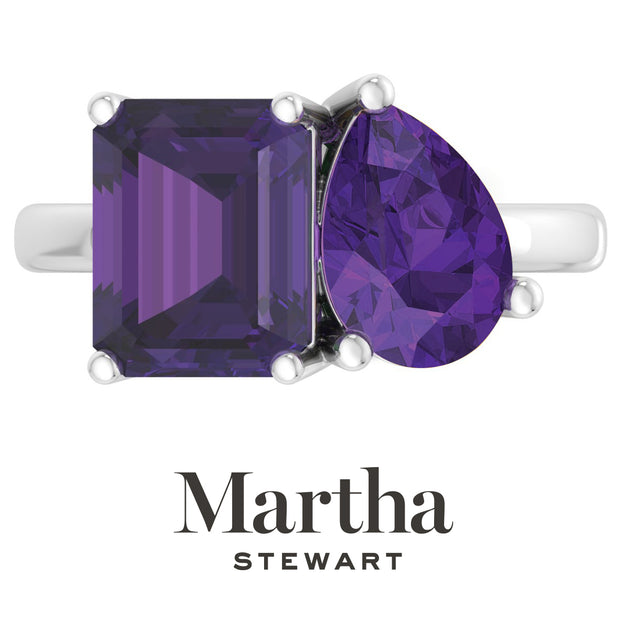 Martha Stewart Two Stone Gemstone Ring Green US 7 3