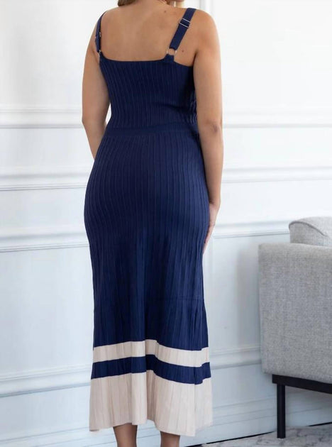 Robe longue One and Only Collective Victoria côtelée bleu Small 4