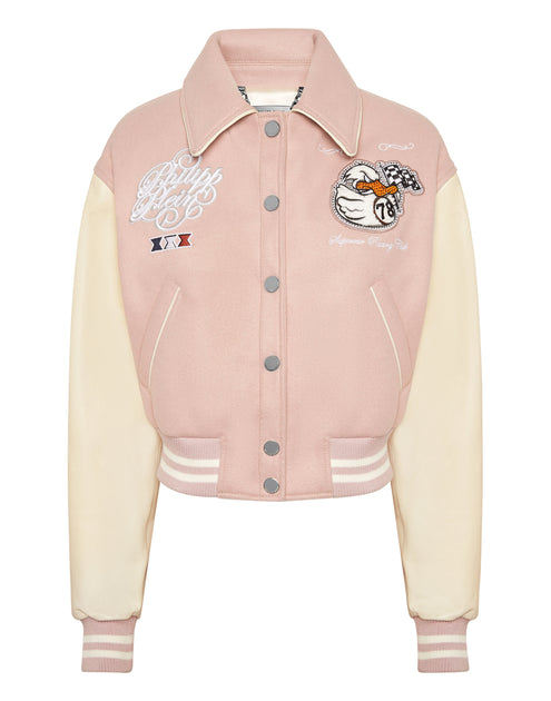 Philipp Plein College PP Duck Bomber Jacket Pink Small 2