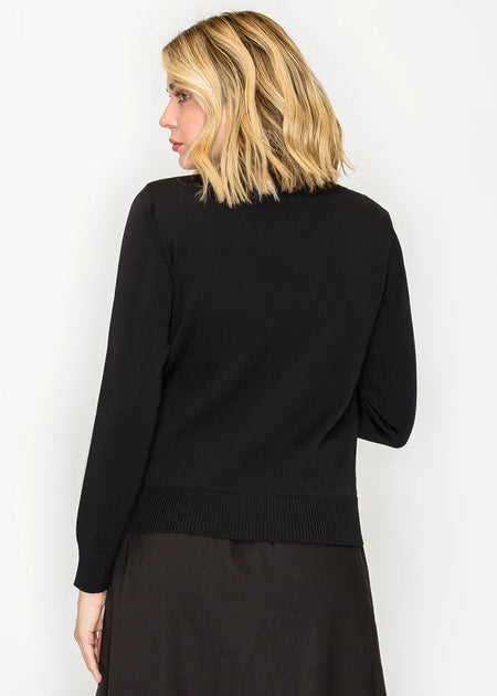 Yal New York Zip Cardigan Quilted Front Black Small 3