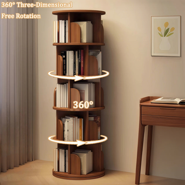 Streamdale Rotating Bookshelf 5-Tier Walnut 4