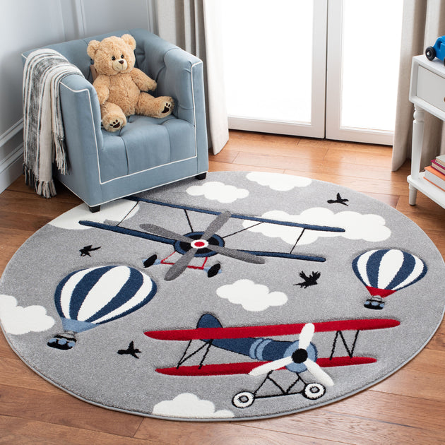 Safavieh Carousel Kids Teppich, Hellgrau / Rot 4