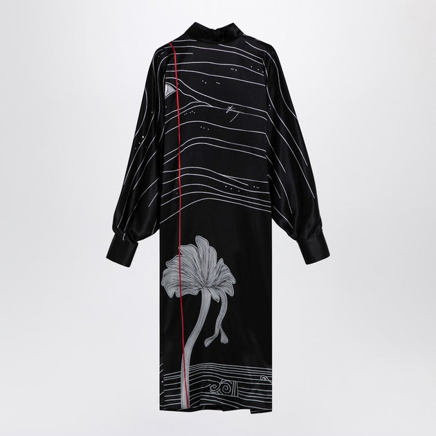 ワンピース Ferragamo Black Silk Satin Midi Dress Ferragamo Black silk satin midi dress | Parallel