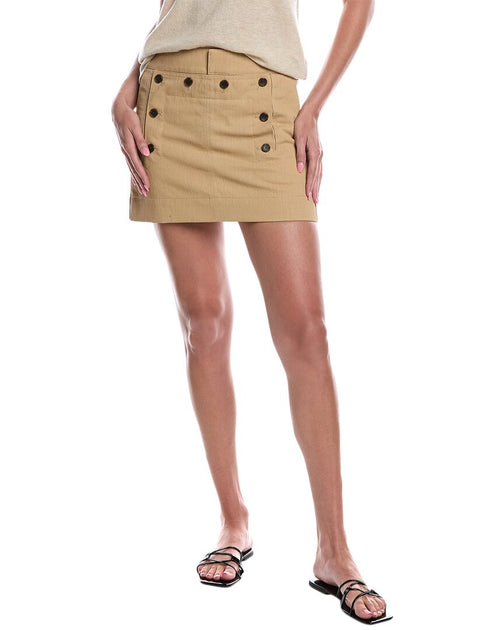 A.L.C. Elli Mini-jupe en Mélange Lin Beige US 10 2