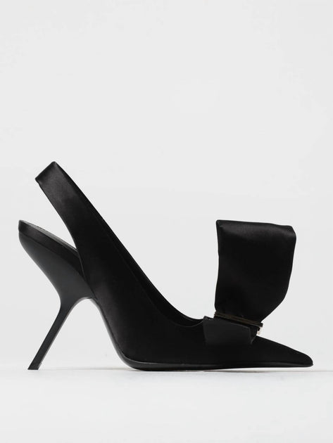 Salvatore Ferragamo Erica Slingbacks Satin Black US 7.5 2