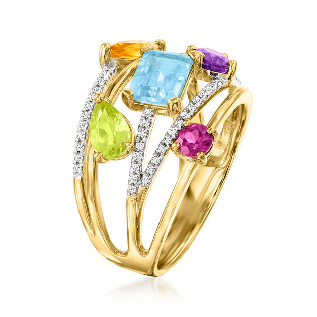 Ross-Simons Multi-Gemstone Highway Ring Diamond Purple US 9 4