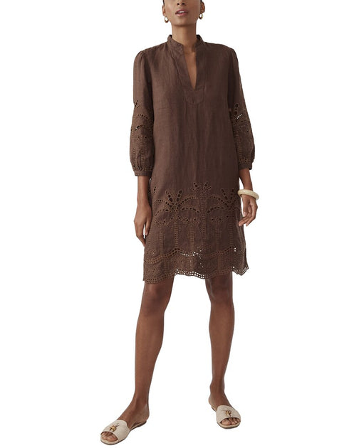 J.McLaughlin Newbury Linen-Blend Dress Brown Small 2