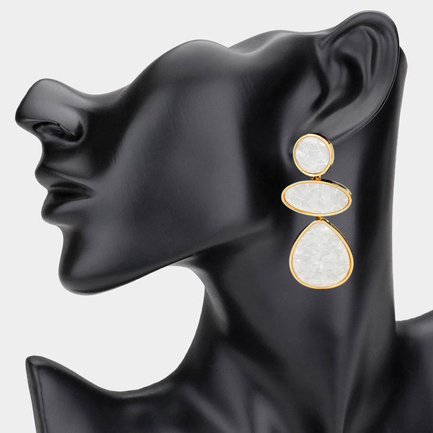 Fashnzfab Bold Geometric Link Drop Statement Earrings Multi 10