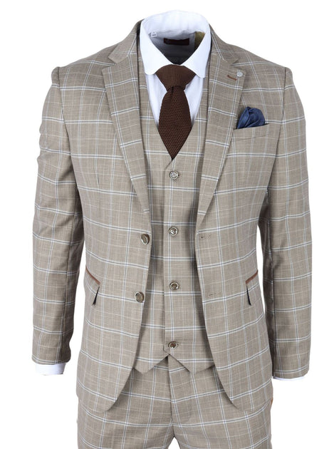 James Darby Hode 3 Piece Checked Suit Brown US 52 Regular 2