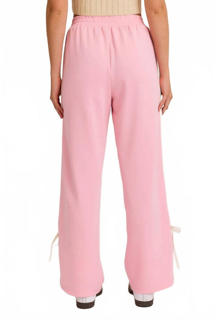 LE LIS Bow Track Pants Pink Large 4