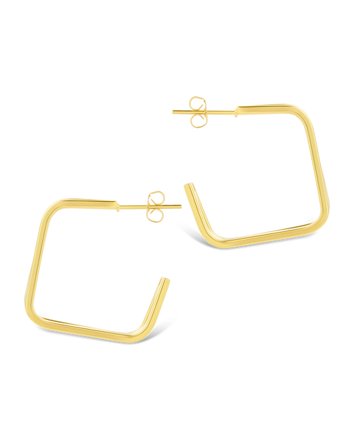 Sterling Forever Davina Square Prong Hoop Silver 4