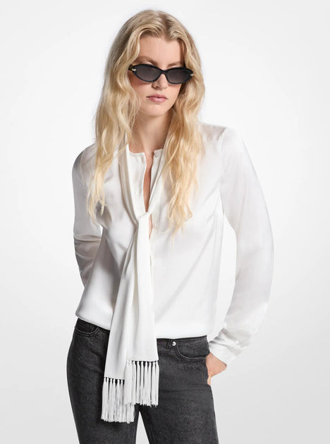 Michael Kors Tie-Neck Blouse Black XS 2